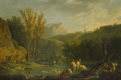 River Scene with Bathers by Claude Joseph Vernet